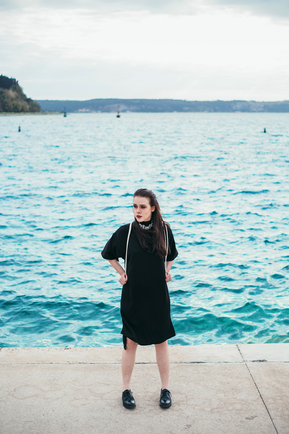 Eva Ahačevčič_Love, Eva_Black dress_Little black dress_Frachella_Backpack_Portorose_Seaside